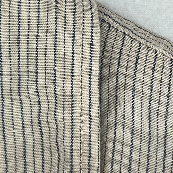 LUCKY BRAND Shirt Mens 2XL Striped Short Sleeve Classic Utility Button Up Beige - Picture 8 of 12